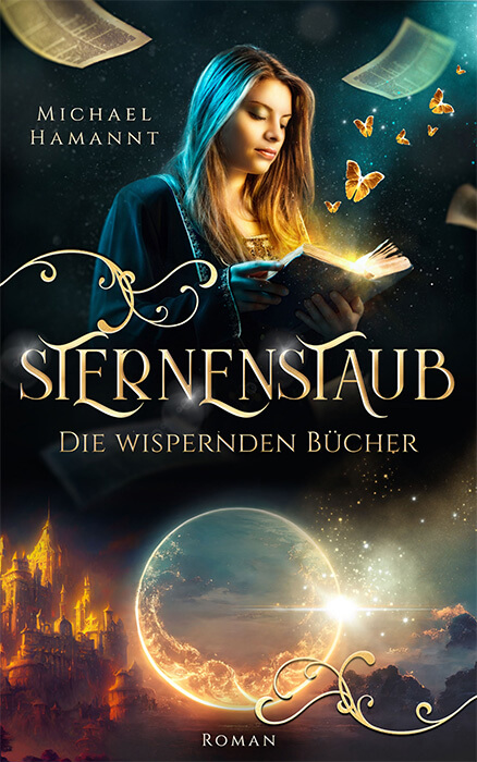 Cover des Fantasy-Romans Die Wispernden Bücher Sternenstaub